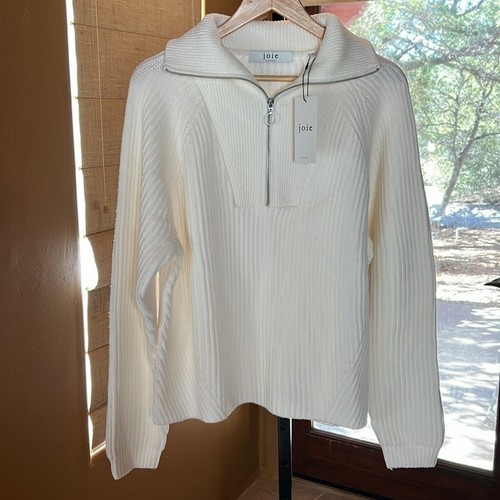 Neu mit Etikett Joie Hinnes gerippter Porzellanpullover 100 % Wolle elfenbeinfarben Größe XL - Bild 8 von 12