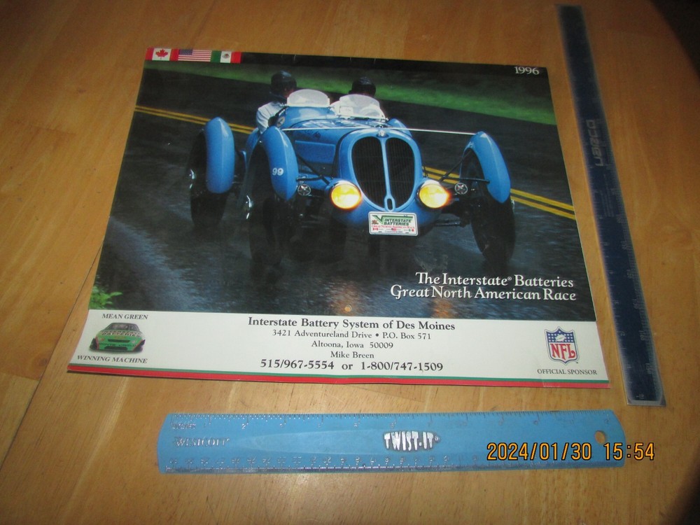 1996 Calendar Interstate Battery Des Moines IA Great North American Race Cars