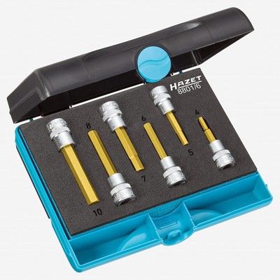 Hazet 8801/6 6 Pc Hex Titanium-Nitride 3/8'' Socket Set