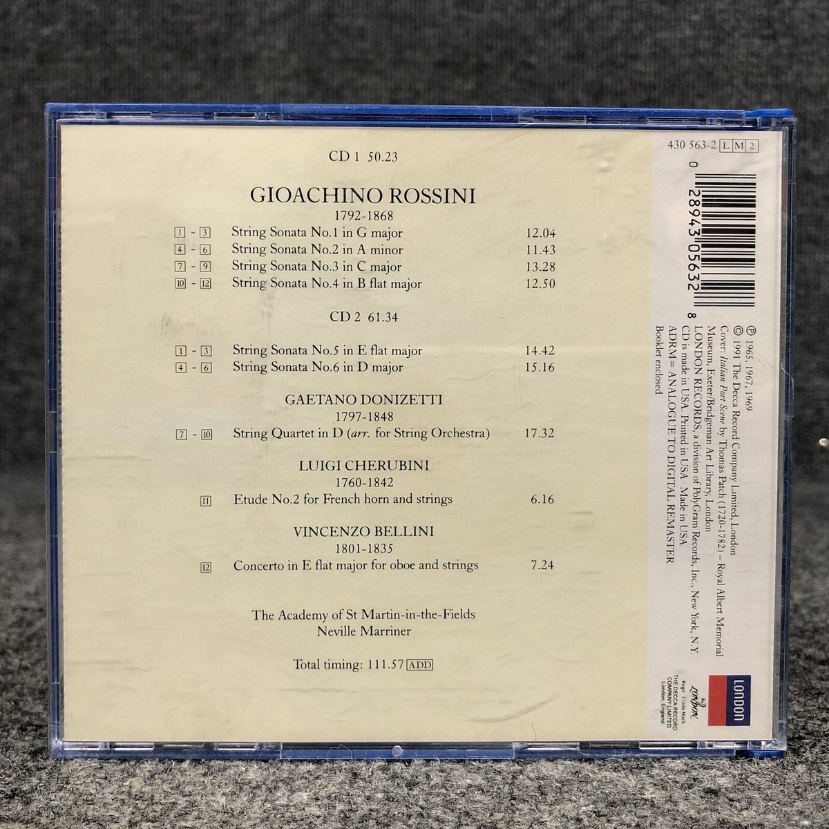 Rossini: String Sonatas 1-6 Neville Marriner (CD, 1991, 2 Rossini: String Sonatas 1-6 Neville Marriner (CD, 1991, 2