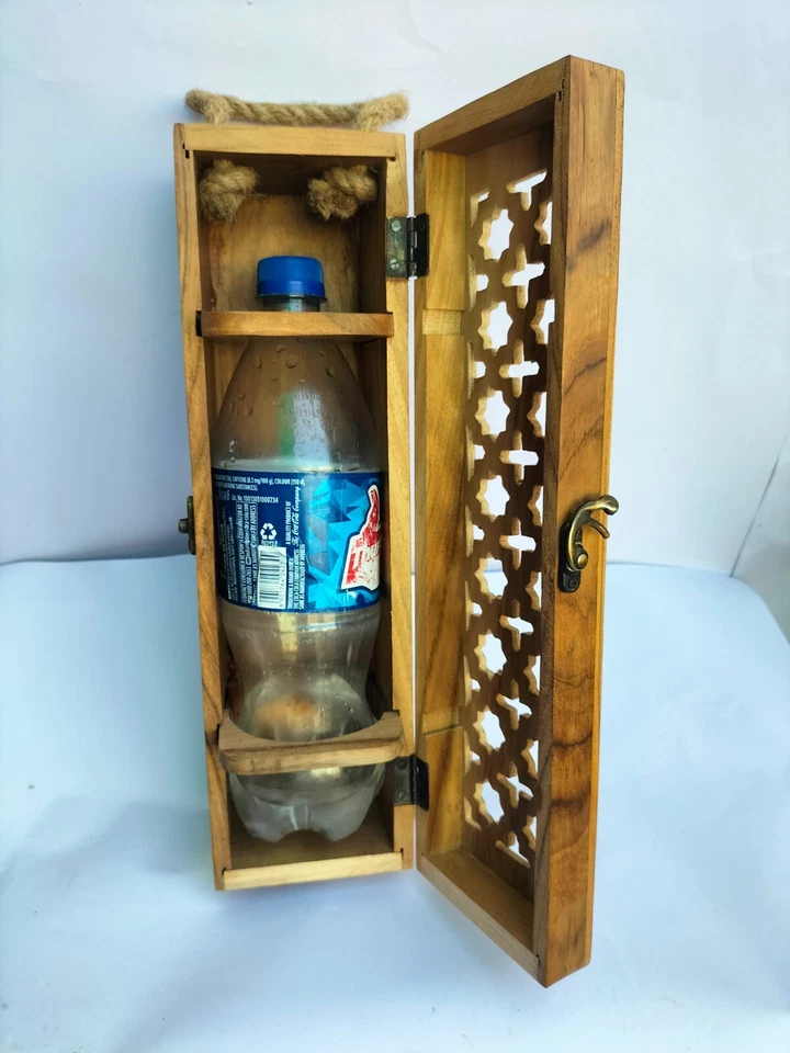 Caja de Botella de Vino de Madera | Artesanía con Diseño Grabado Árbol de la Vida | Único G Foto 3 de 4