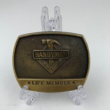 Vintage 1996 Handyman Club of America Life Member Brass Belt Buckle Hammer Logo