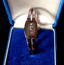 Women's Armitron Diamond NOW Watch Brown Dial Case Bracelet Band NEW BATTERY