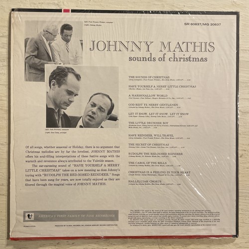 Johnny Mathis Sounds Of Christmas LP Mercury Stereo Holiday + Shrink EX!!!! - Picture 4 of 4