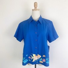 Vintage Erika Cobalt Blue Under the Sea Blouse
