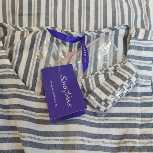 BNWT Seraphine Panelled Maternity Nursing Dress Blue White Stripe Cotton Size 10 - Picture 8 of 12