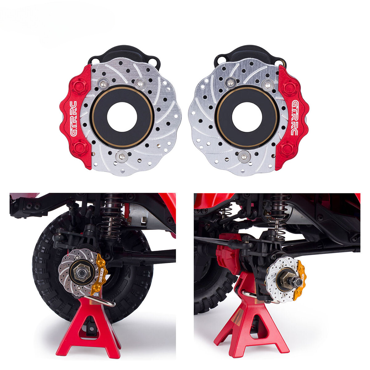 1/10 RC Rock Crawler Brass Housing Brake Rotors Disc & Caliper Set