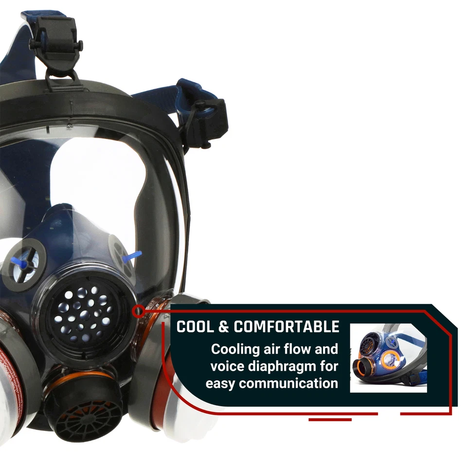 In Stock PD100 Full Face Gas Mask Respirator ASTM Dual Activated Charcoal Filter - Image 4 of 4