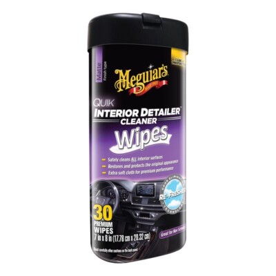 Meguiar's Quik Interior Detailer Cleaner 30 Premium Re-Fresher Wipes ( 7'' x 8'')