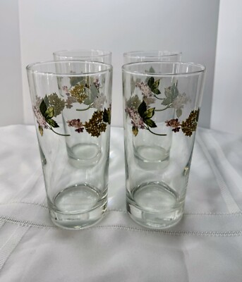 Martha Stewart Coolers/Drinking Glasses Set of 4 Hydrangea 2004 15oz