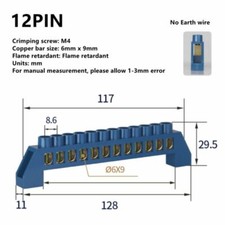 Earth And Neutral Block Connector Copper Bridge Type Rail Terminal  Wire