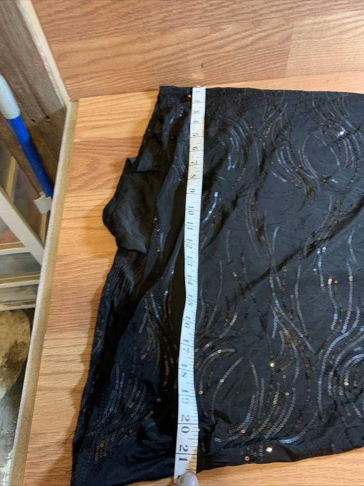 Pantalones negros MSK estrás talla grande elegantes noche pierna ancha pull-on Foto 4 de 4