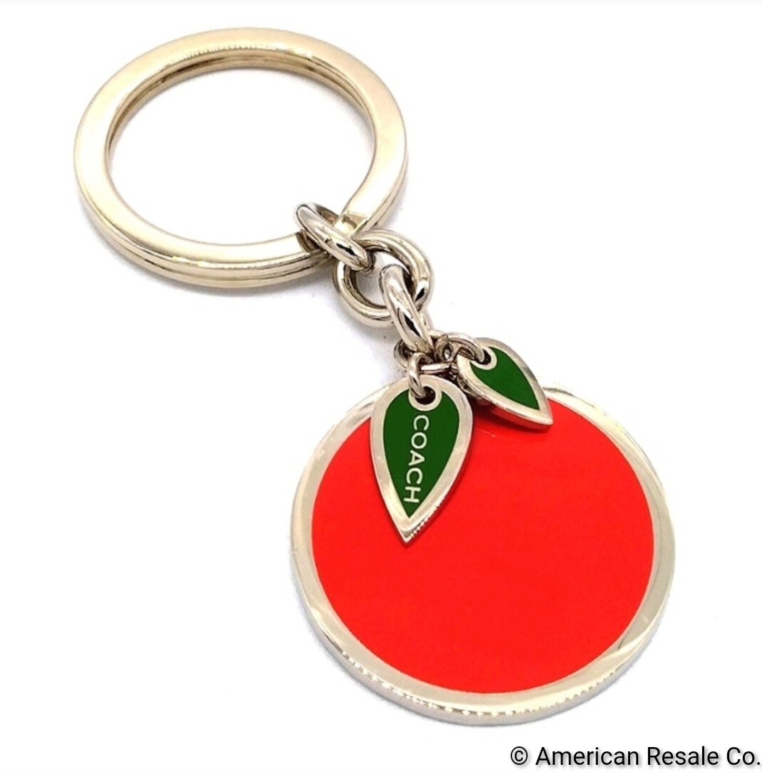 Vintage COACH Orange Tangerine Fruit Keychain Purse Charm Key Ring