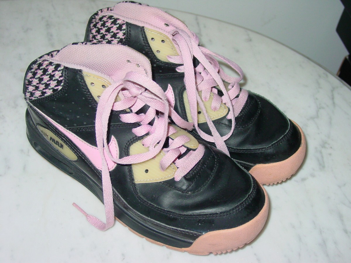 2007 Girls Nike Air Max 90 Black/Pink Mid Youth Boots! Size 6Y