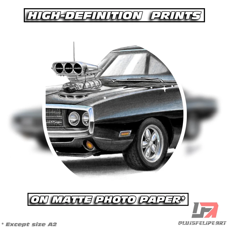 Fast and Furious car art poster: DOM'S 1970 DODGE CHARGER R/T - Image 2 of 4