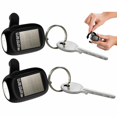 PEARL 2er-Set Mini-Solar-LED-Taschenlampe mit Dynamo & Schlüsselring, 8 lm