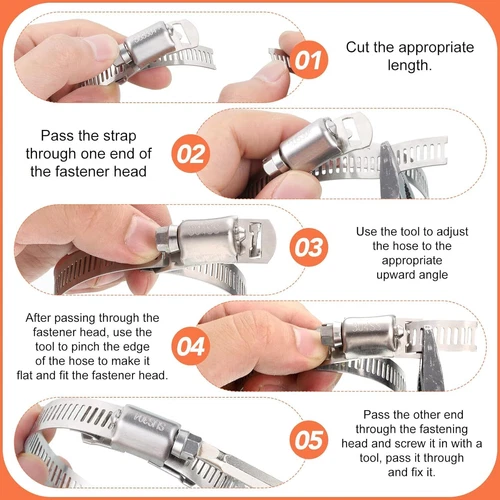 11.5FT+8 Fasteners Adjustable Large Hose Clamps Worm Gear Stainless Steel Clamp - Bild 7 von 14