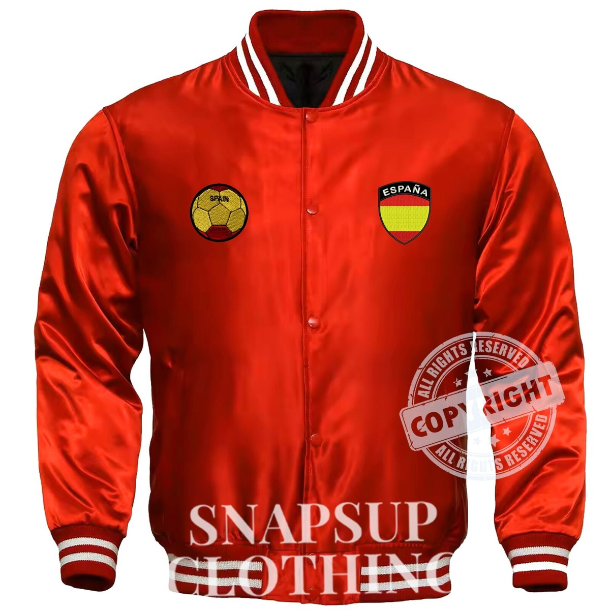 FIFA Worldcup Winner Spain National Football Team Red Satin Bomber