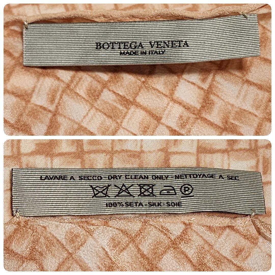 BOTTEGA VENETA scarf silk Intrecciato Pink Beige Size 33in