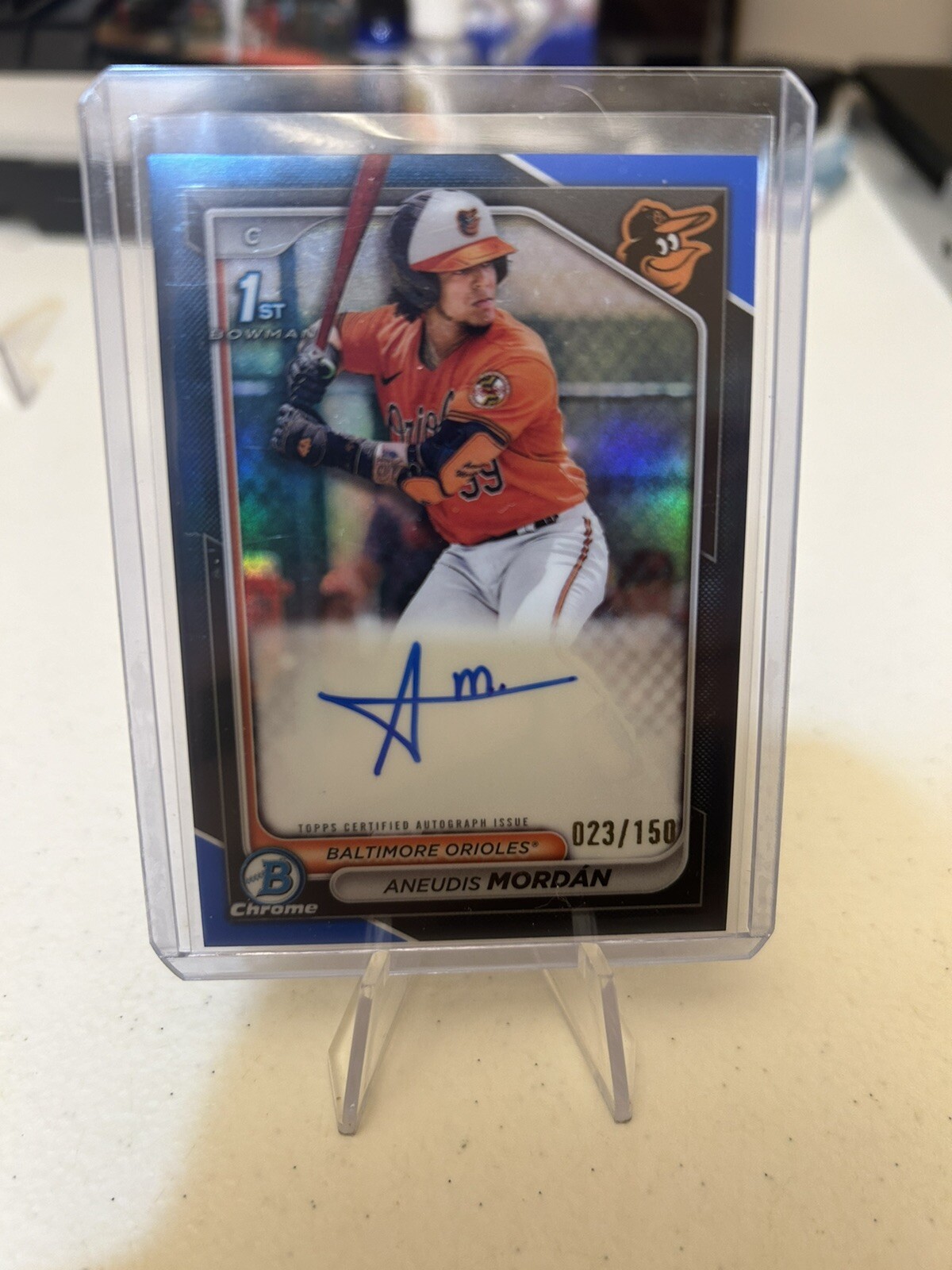 2024 Bowman Chrome ANEUDIS MORDAN Blue Refractor AUTO #CPA-AMO 018/150 RC