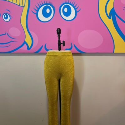 Moschino Couture Yellow Gold Knit Ruffle Hem Pants Clown Collection