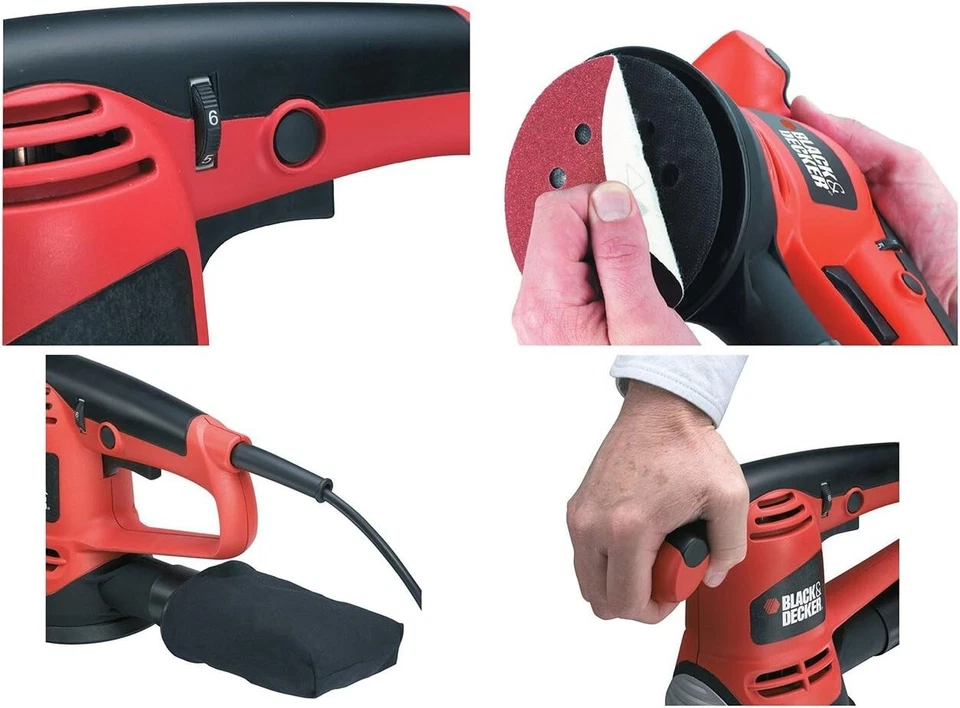 Black+Decker Levigatrice Rotorbitale 480W 125mm Valigetta 3 Accessori KA191EK-QS - Immagine 3 di 4