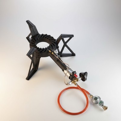 Gaskocher 3 Bein + Gasschlauch Manometer  Gasdruckregler Piezozündung    