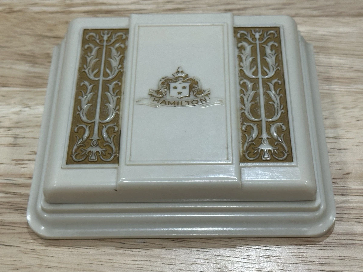 Vintage Hamlin Watch Box Blue‎ Velvet Vintage Art Deco BULOVA Celluloid Watch Box, Art Deco Nude  main image 3