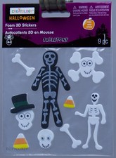 Creatology Halloween 9 pc Skeleton Foam Glitter Stickers NIP