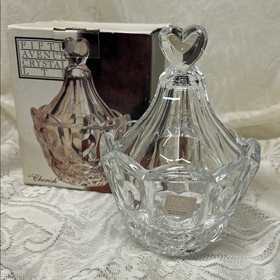 Fifth Avenue Crystal LTD ''Cherish'' Heart Design Covered Candy Dish in box
