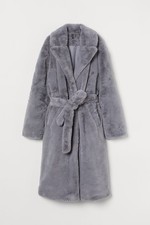 H&M flauschiger langer Mantel Fellimitat Plü...