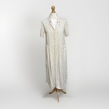Monki Dress Womens Size Small Cream Polkadot Button Prairie Oversized Smock