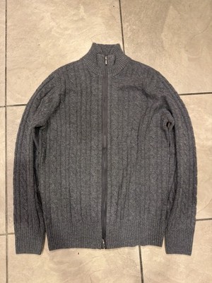 Loro Piana Grey Treccia Full Zip Sweater Baby Cashmere Size 50 New Without Tags