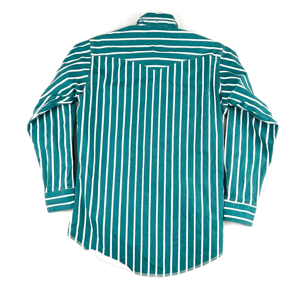 Wrangler Brushpopper Shirt Mens Size 15½-34 Striped Long Sleeve Cowboy Rodeo VTG - Image 2 of 4