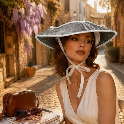 Wide Brim Hat Lightweight Open Hat White Edge - Image 1 of 4