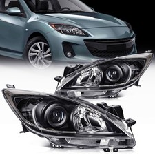 Pair Kit Halogen Headlights Assembly For 2010-2013 Mazda 3 Sport 2.0l 2.5l Black