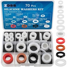 Assorted Silicone Washers Kit 70 Pcs - High Temp Gaskets for Plumbing Repairs