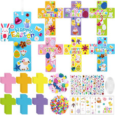 48 Sets Easter Religious Crafts Bulk Cross Paper Crafts DIY Easter Eggs Bunny Je
