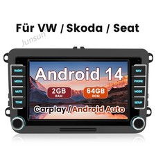 For VW Golf Skoda Caddy CC Head Unit Android 14 GPS Sat Nav Car Radio Stereo 64G