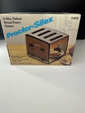 Vintage NIB Proctor Silex Chrome Wood Grain Toaster T009B 1650 Watts 4 Slice