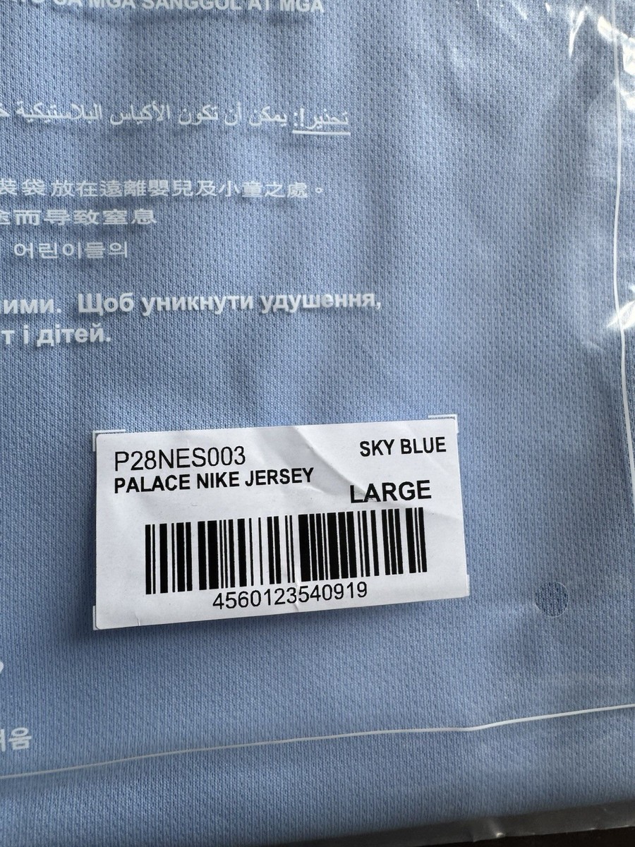 Palace Nike Font Swoosh Jersey Sky Blue Size L Large BRAND NEW IN