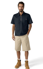 Genuine Dickies Mens 1/4 Zip Short Sleeve Workwear Casual Shirt Blue 3XL New