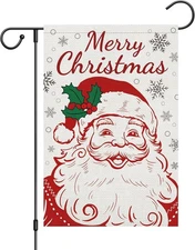 Merry Christmas Santa Claus Garden Flag 12 x 18 Inch Double Multicolor 