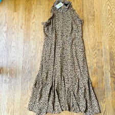 Who What Wear Leopard Print Sleeveless Ruffle Dress Size Small NEW