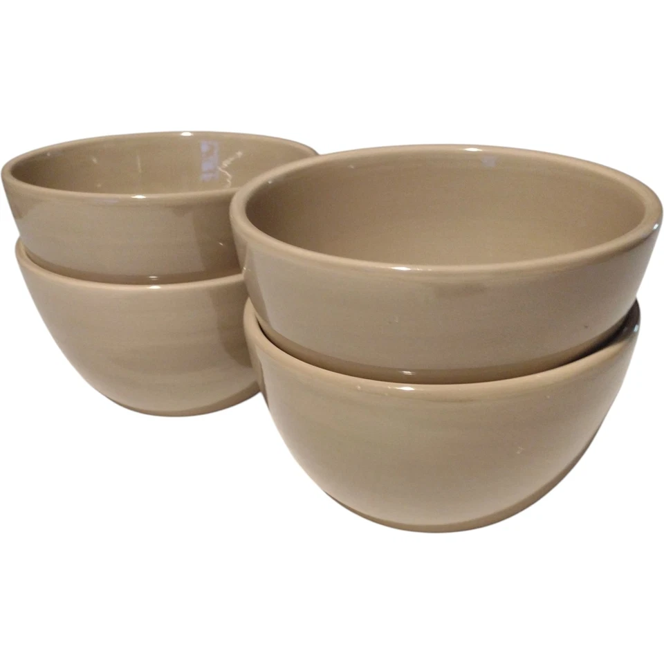 Pottery Barn Sausalito Tan Beige 6" Cereal Bowls Set Of 4 Neutral Cream Oatmeal - Image 2 of 4