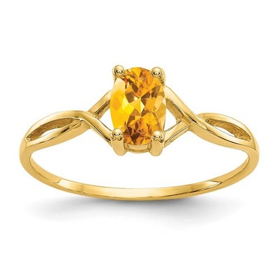 10k Gelbgold poliert echter Citrin Geburtsstein Ring Größe 7 für Frauen 1,02gm