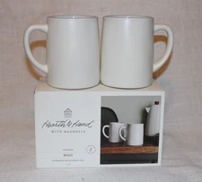 2PK 14oz Stoneware Mug Set Hearth & Hand™ with Magnolia Cream White Brand New