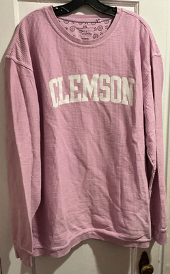Pressbox Pink Ribbed Clemson Tigers Comfy Pullover Pink Sweatshirt Sz 2XL