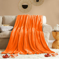 Fall Throw Blanket Orange Fleece Throw 50 X 60 inches - Super Soft Cozy Lightwei