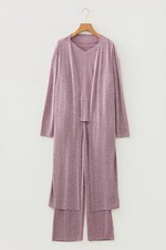 Cardigan T-Shirt  Pants Lounge Set